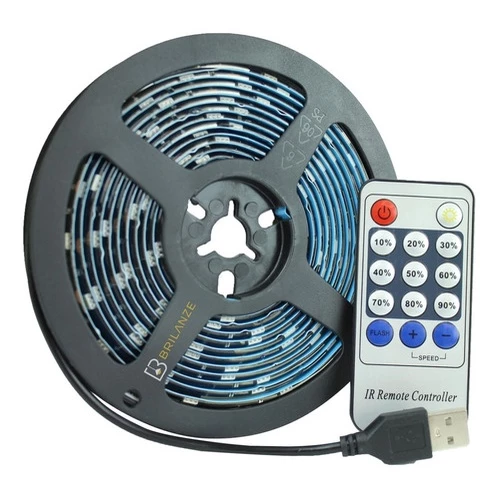 Fita Led 3000K Branco Quente 5050 Usb 3 metros Controle Dupla Face.