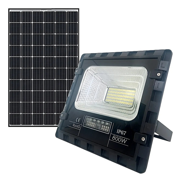 Refletor LED SMD solar com controle 800w 6000K 80.000 lúmens IP67.