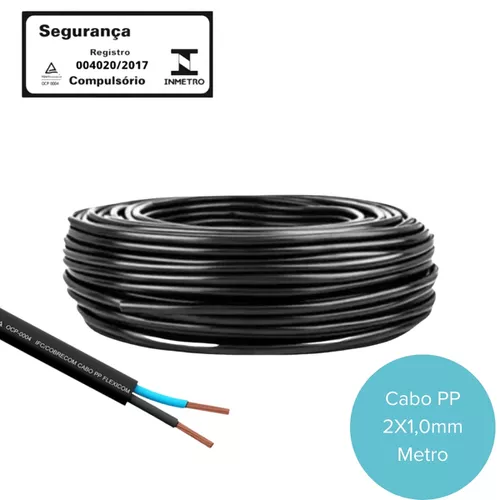 Cabo PP 2x1mm Preto 300V/500V rolo de 100 metros.