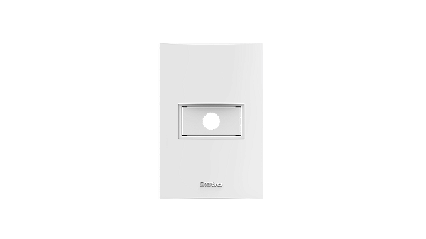 Conjunto placa saída de fio furo Ø1/2" + suporte 4x2 branco - Beleze.