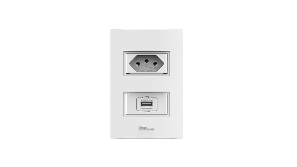 Conjunto tomada recarga USB + 1 tomada 10A branco - Beleze.