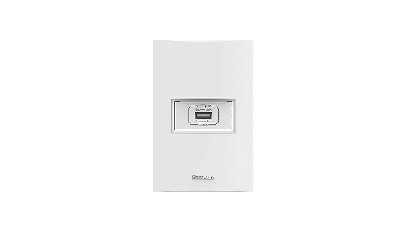Conjunto tomada recarga USB 5V/2.0A branco - Beleze.