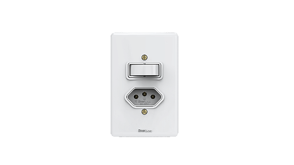 Conjunto interruptor 1 tecla paralelo + 1 tomada 20A Branco - Artis.