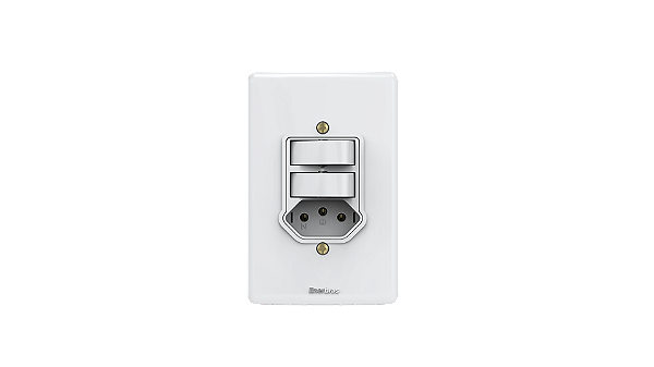 Conjunto interruptor 1 tecla simples + 1 tecla paralelo + 1 tomada 10A Branco - Artis.