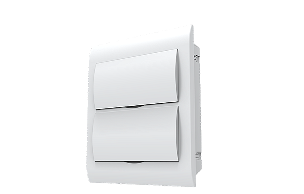 Quadro de distribuição de embutir 24 disjuntores din tampa branco.