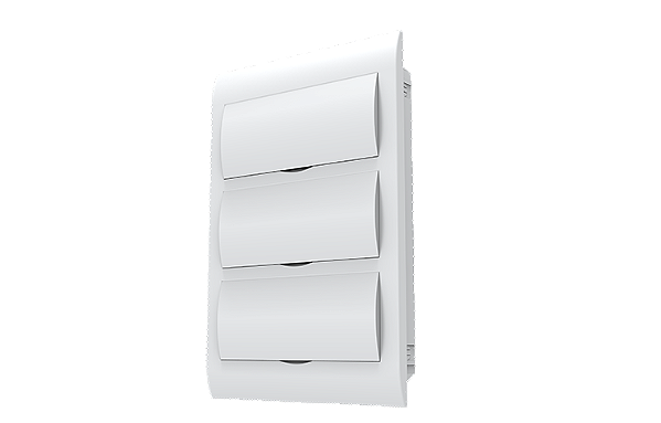 Quadro de distribuição de embutir 36 disjuntores din tampa branco.