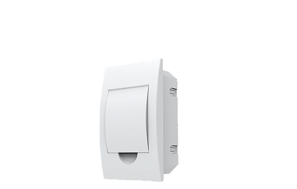 Quadro de distribuição de embutir 4 disjuntores din tampa branco.