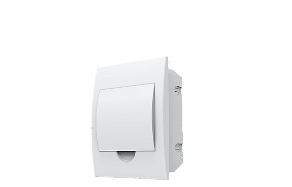 Quadro de distribuição de embutir 6 disjuntores din tampa branco.
