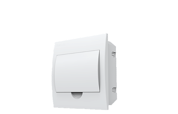 Quadro de distribuição de embutir 8 disjuntores din tampa branco.