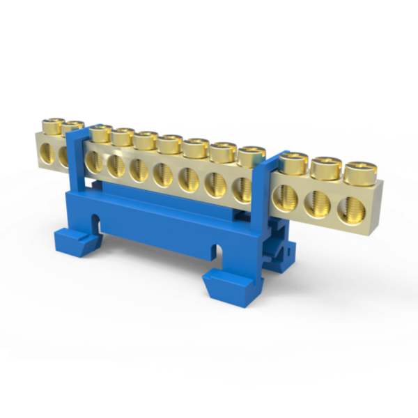 Barramento/borneira 12 Furos Para Trilho Din Azul.