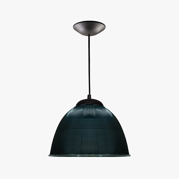 Luminária prismática 16 polegadas em acrílico fumê e cabo PP preto E-27.