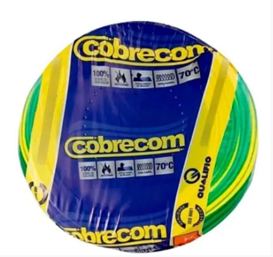 Cabo Flexível 750V 2,5mm Verde e Amarelo Rolo Com 100 Metros.