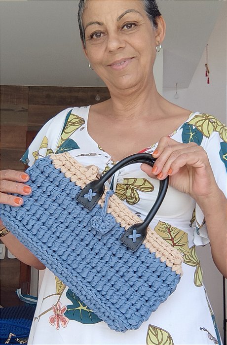 Bolsa bag com alça de couro legitimo em croche feminina -  loja-viassecroche.lojaintegrada.com.br