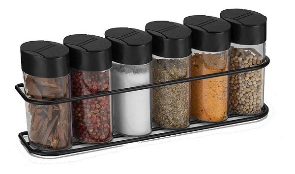 Conjunto Com 6 Porta Condimentos De Parede Arthi Black