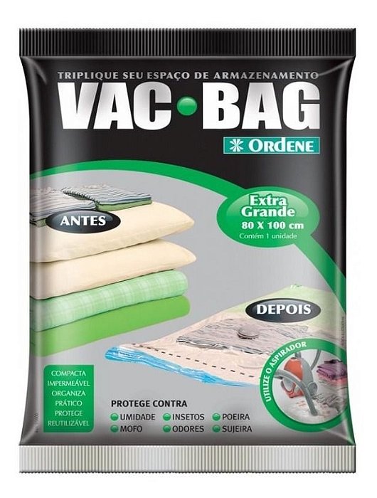 Saco Plástico Vac Bag Para Armazenamento Ordene 80x100 Cm