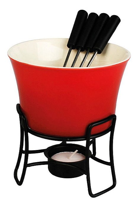 Conjunto Fondue 6 Pçs Antiaderente Vermelho 4 Pessoas