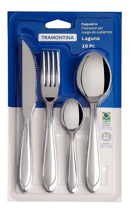 Jogo De Talheres Aço Inox Faqueiro Laguna Tramontina 16 Pçs