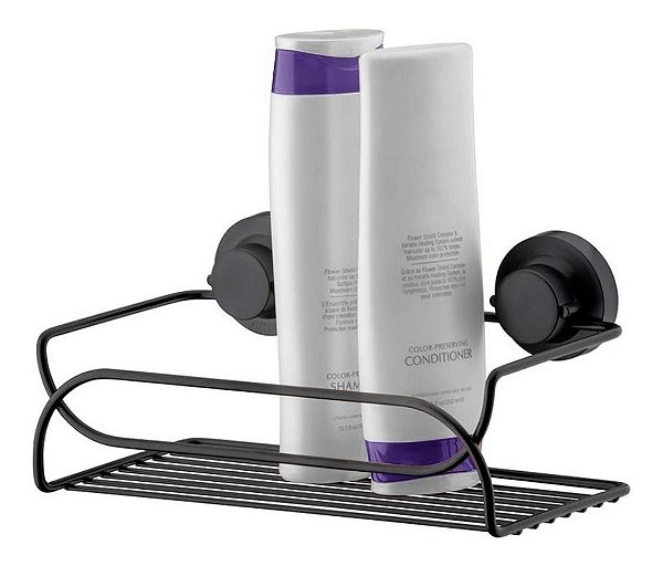 Suporte Multiuso Porta Shampoo De Aço Ventosa Preto Future
