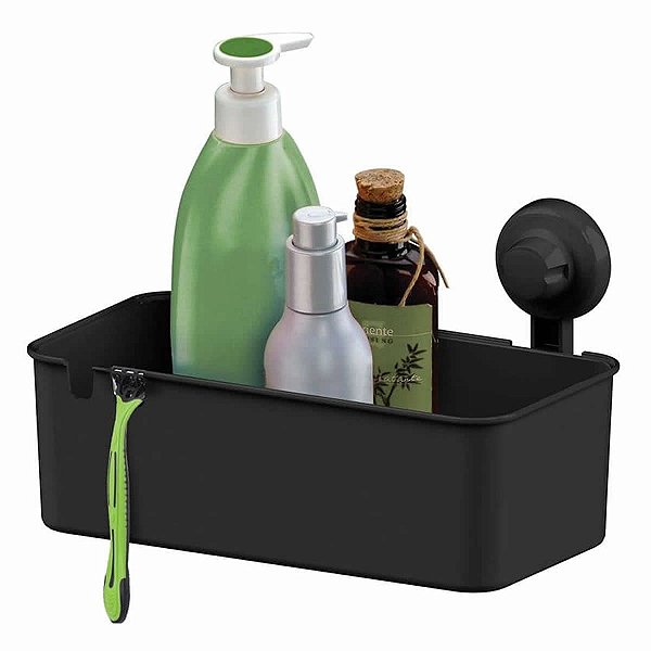 Porta Shampoo Cesto Multiuso Parede Com Ventosa Preto