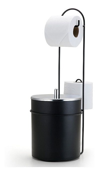 Suporte Porta Papel Higiênico Com Lixeira 5l Tampa Inox 2518