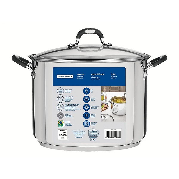 Caldeirão Tramontina Inox Solar Silicone 30cm Fundo Triplo