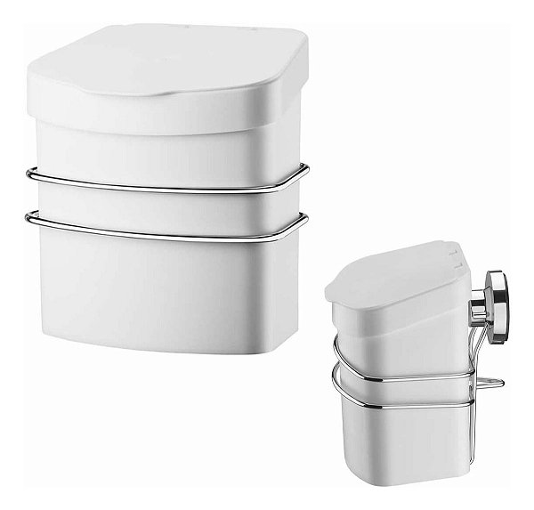 Suporte Cromado Lixeira 2,5 L Ventosa Parede Cozinha Branco
