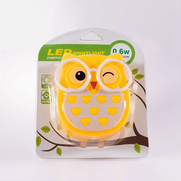 Mini Luminária Coruja Abajur Tomada Luz Led Noturno Infantil