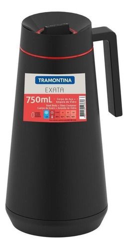 Bule Garrafa Termica 750ml Tramontina Aço Inox Preto