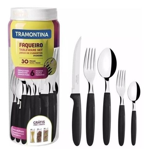 Faqueiro Ipanema Aço Inox 30 Pçs Tramontina 23398/088 Preto