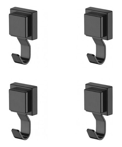 Kit 4 Ganchos Porta Toalha Multiuso Future C/ Ventosa Preto