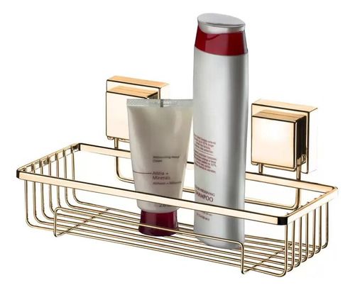 Prateleira Banheiro Shampoo Ventosa Dourado Future 8050dd