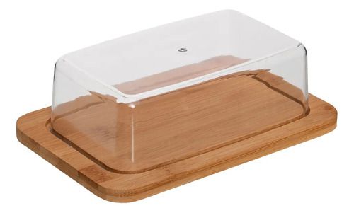 Porta Manteiga Frios De Bambu Com Tampa Acrílica