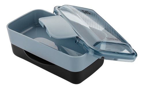 Marmita Lunch Box Cinza Com Preto Electrolux Com Divisoria