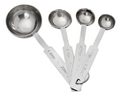 Jogo De Colheres Medidoras Chef De Cozinha Com 4 Peças Inox