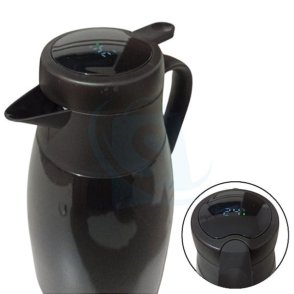 Garrafa Térmica Com Termômetro Led Mede Temperatura - Preto