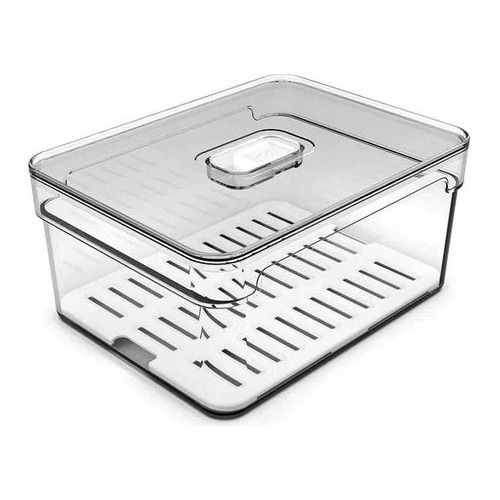Organizador De Geladeira Com Escorredor 2,2lt Clear Fresh Ou