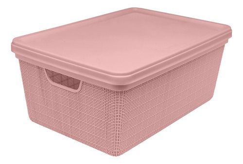 Caixa Organizadora Closet Multiuso  Decorativa Juta 15l Rosa