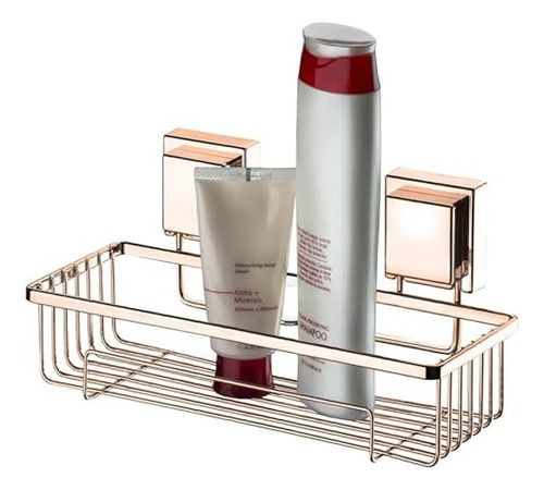 Prateleira Banheiro Shampoo Ventosa Rose Gold Future 8050rg