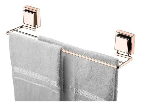 Suporte Porta Toalha Duplo Com Ventosa Rose Gold Future 8054