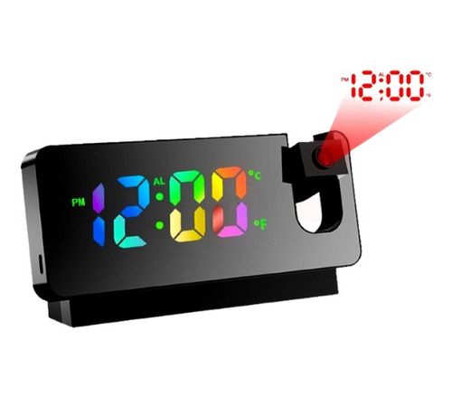 Relógio Digital Projeção Da Hora Parede Alarme Temperatura