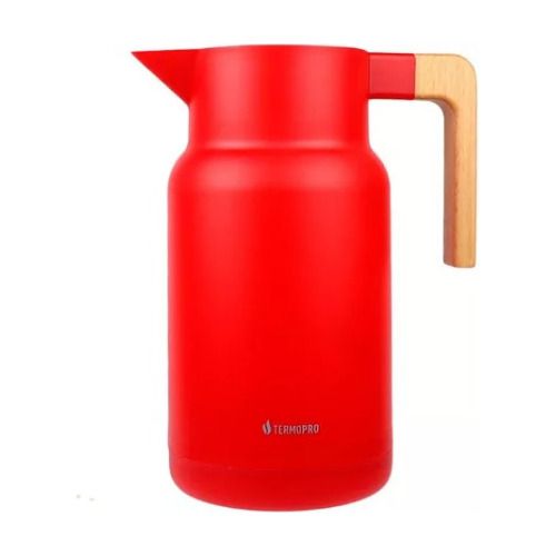 Garrafa Wood Bule Térmica Chá Café 1 L Cor Vermelha