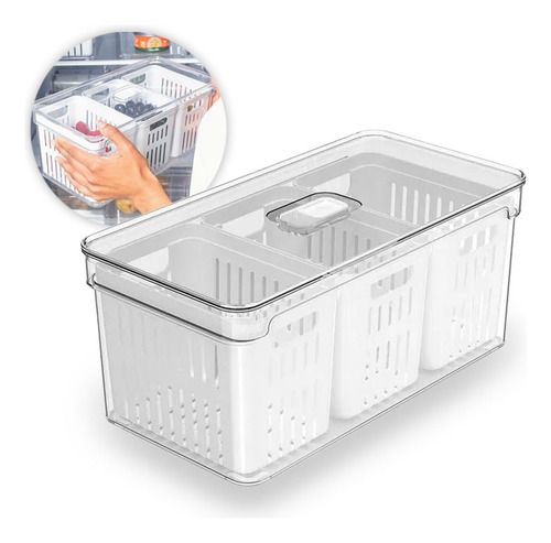 Organizador Com 3 Cestos 5l Clear Fresh - Cozinha Geladeira