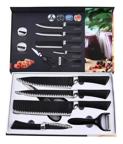 Kit Jogo De Facas Inox Corte Afiado Antiaderente Presente