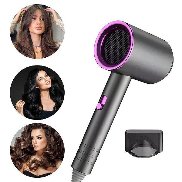 Secador De Cabelo 3 Temperaturas 1200w Cinza E Rosa 110v