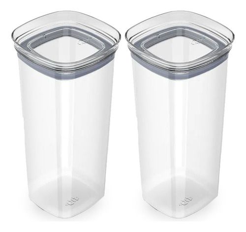 2 Potes Herméticos Organizador Empilhável Retangular 1,,5l
