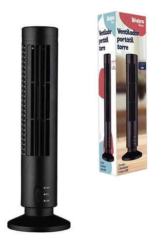 Ventilador Torre De Mesa Usb Portátil 2 Velocidades Preto