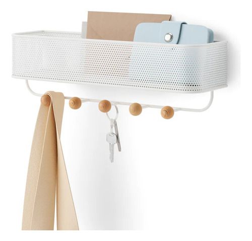 Porta Chaves E Correspondências Estique Branco 5 Ganchos