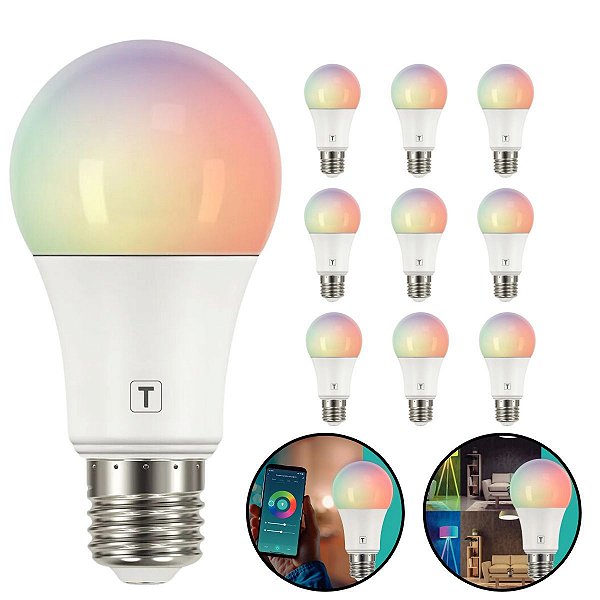 Kit 10 Lampadas Inteligentes Smart Led Wifi 10w Rgb Bivolt