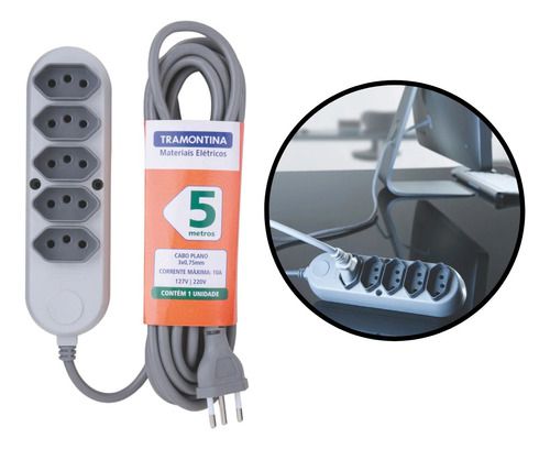 Extensão Múltipla 5 Tomadas 250v Tramontina 5 Metros