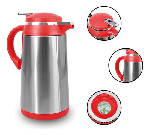 Garrafa Termica Aço Inox Camelia 1 Litro Termopro Vermelho